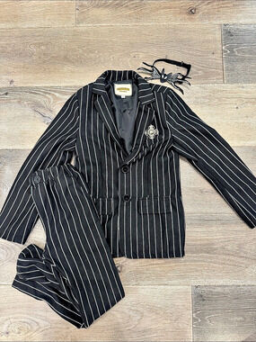 Jack Skeleton Kids Striped Suit Set in Black & White Like New